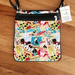 Disney Parks Mickey Mouse Exclusive Classic Collage Pattern Crossbody Handbag